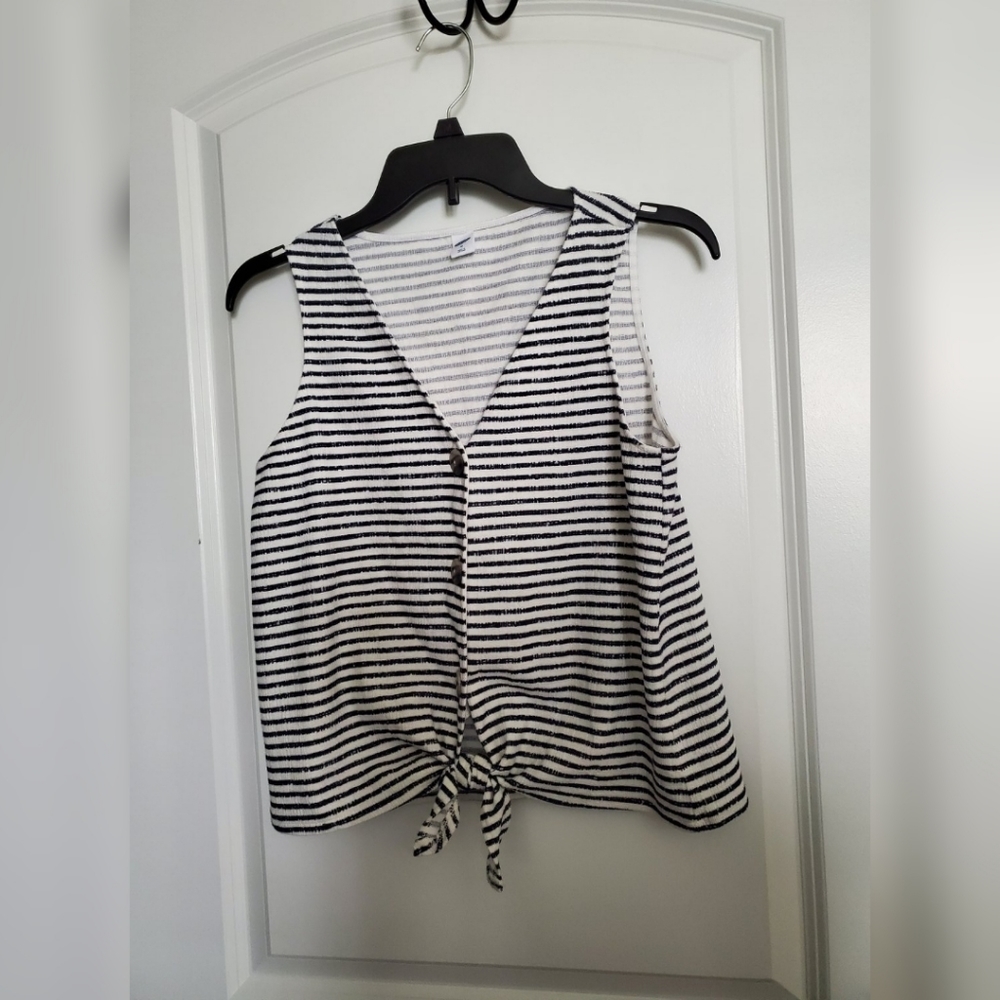 Old Navy Striped Button Down Tank Top with Tie